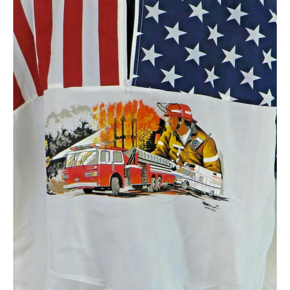 Mens Wise Guy Firefighter Graphic Pullover Windbreaker Jacket One Size NWT